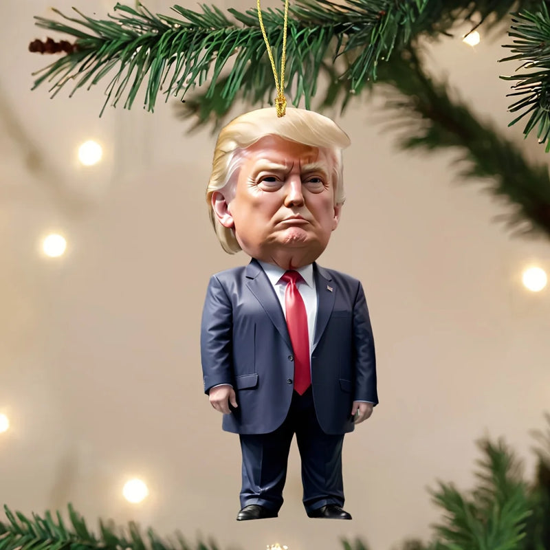 Trump-Inspired Acrylic Christmas Ornament for Car and Tree - Funny Holiday Gift Pendant