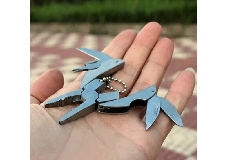 EDC Travel Kit Multifunction Folding Plier Stainless Steel Keychain Knife Screwdriver Camping Tool