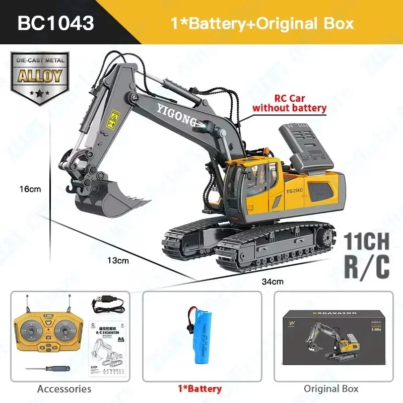 REMOTE CONTROL ENGINEERING VEHICLE – RC EXCAVATOR, BULLDOZER, DUMP TRUCK TOY FOR KIDS, 2.4G CRAWLER TRUCK