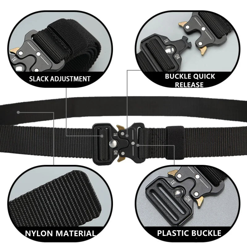 Men’s Outdoor Tactical Nylon Belt – Multi-Functional, Durable Canvas Belt with Adjustable Buckle