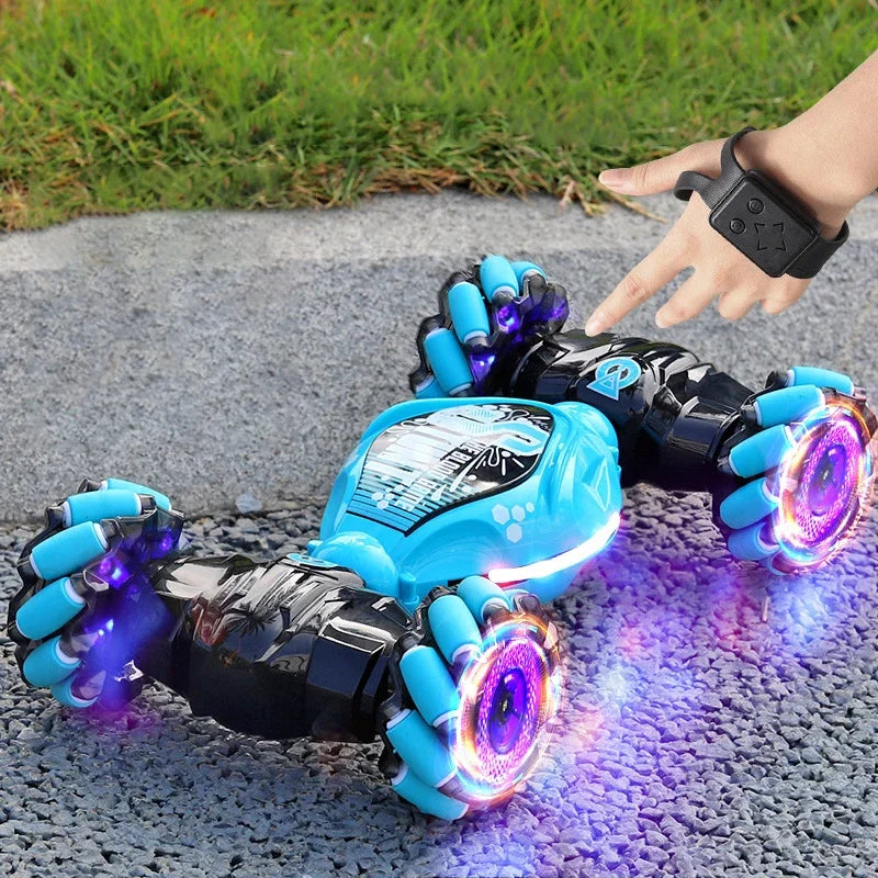 4WD RC DRIFT CAR WITH MUSIC & LED LIGHTS – 2.4G GESTURE CONTROL STUNT CAR, 360° ROTATING TOY