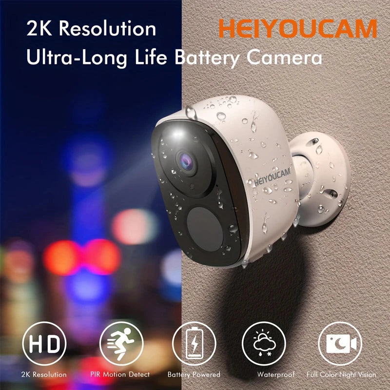 Security Cameras Wireless, 2K 3MP Battery Powered WiFi Camera with Spotlight, Siren, 2-Way Audio