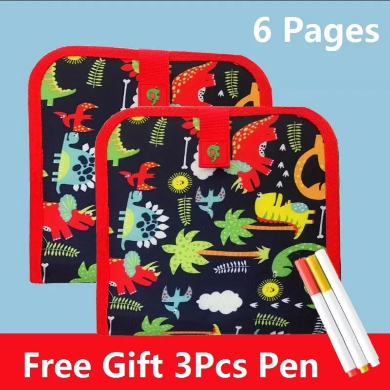 6-Sided Magic Drawing Blackboard for Kids – Educational Toy with 3 Chalk Pens, Erasable Boards