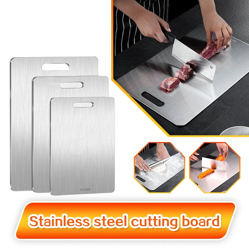 316 Stainless Steel Chopping Board - Double-Sided Cutting Board for Kitchen, Antibacterial, Eco-Friendly