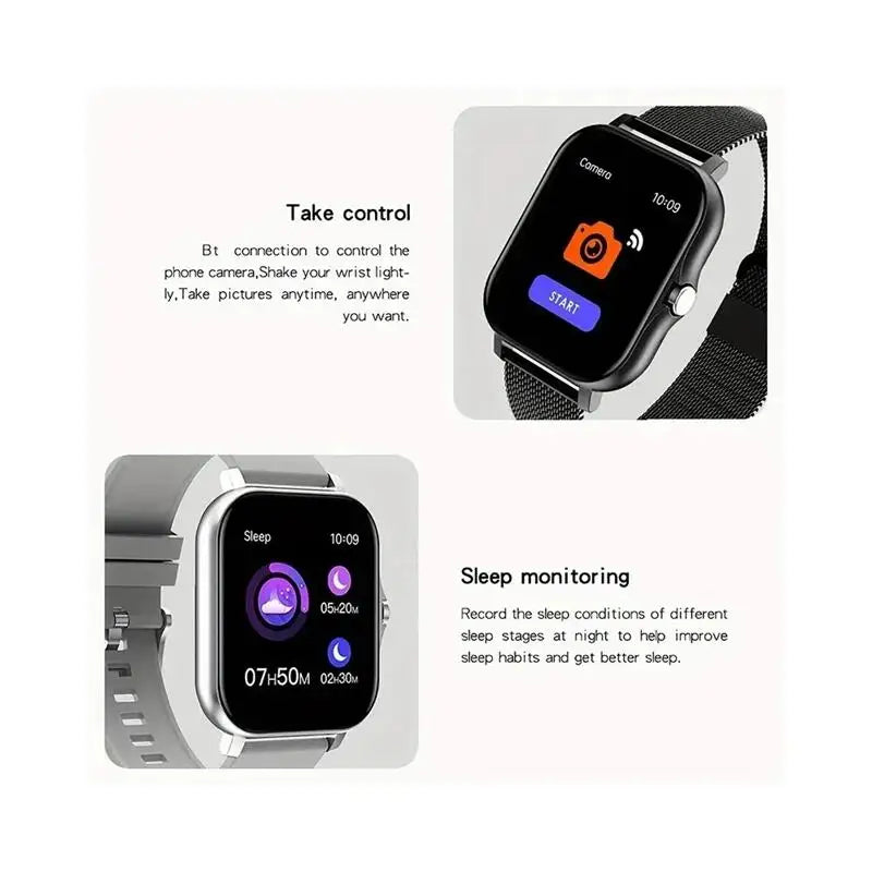 Smart Watch with Bluetooth Call, Blood Oxygen & Pressure Monitoring, 1.44'' Screen for Android & iOS