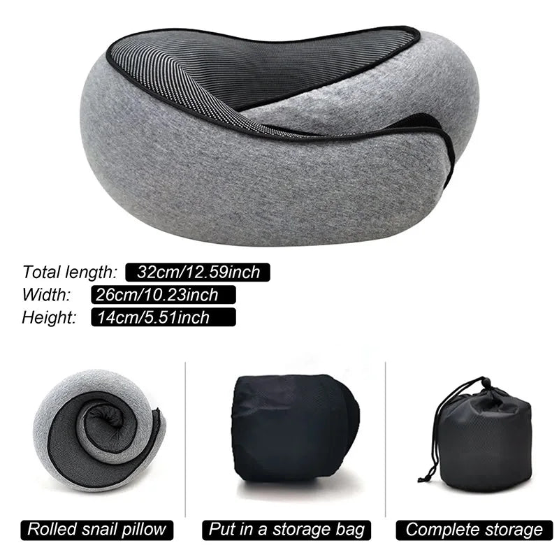 Memory Foam U-Shaped Travel Neck Pillow | Snail Style Portable Neck Support