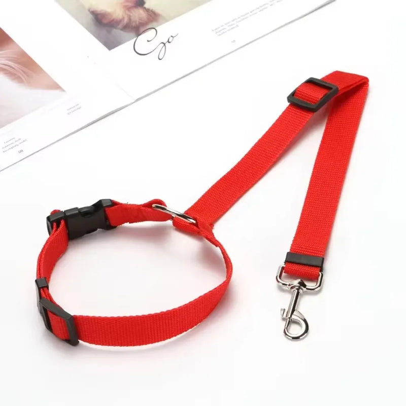 Adjustable Pet Car Seat Belt & Leash, Nylon Safety Harness for Dogs & Cats, Travel Seatbelt