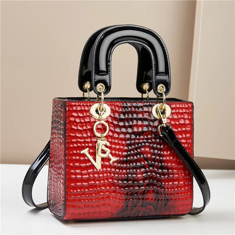 Fashion Gradient Alligator Print Women's Handbag – PU Leather Single Shoulder Crossbody Tote