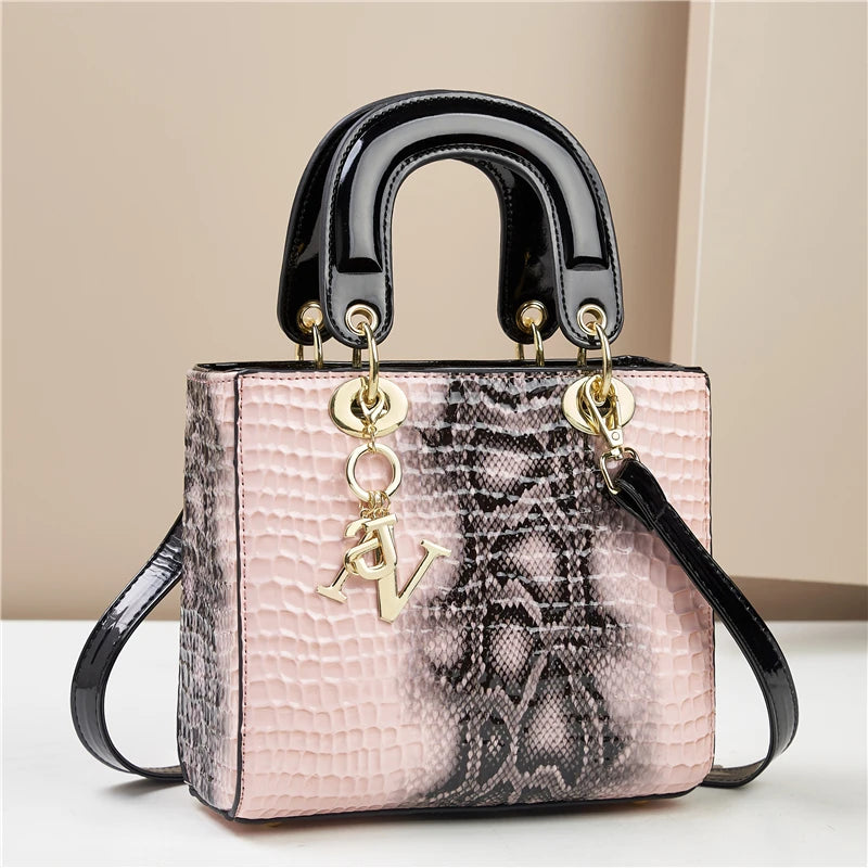 Fashion Gradient Alligator Print Women's Handbag – PU Leather Single Shoulder Crossbody Tote