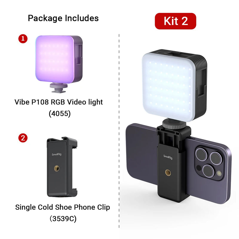 SmallRig Portable Vibe P108 RGB Video Light, 130mins Battery, 108 LED Beads, Pocket Size Floodlight