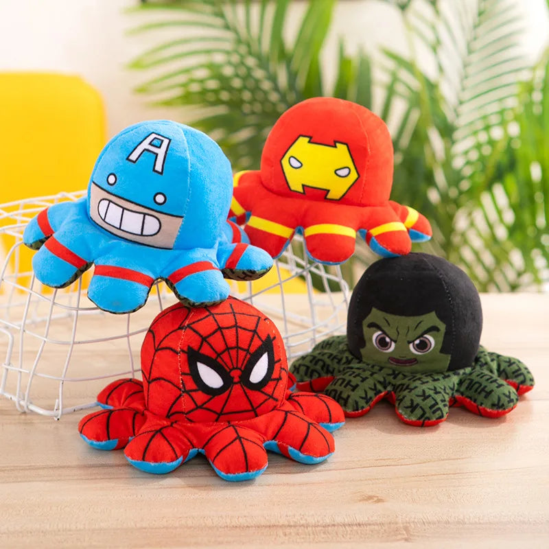 Hot Marvel Plush Doll – Reversible Avengers Toys: Spiderman, Iron Man, Hulk & Captain America