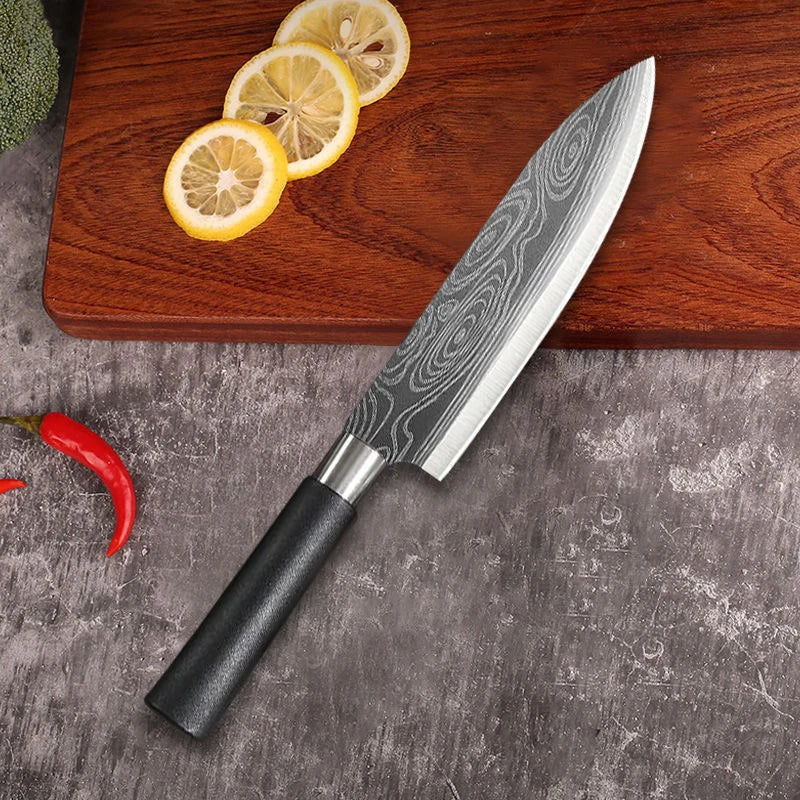 Professional Damascus Kitchen Knife Set – Chef Knife, Scissors & Sharpener, Stainless Steel Blades