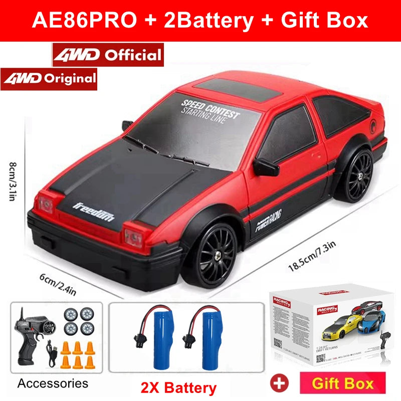 4WD RC DRIFT CAR – HIGH-SPEED REMOTE CONTROL GTRPRO AE86PRO 4X4 RACING VEHICLE FOR KIDS & ADULTS