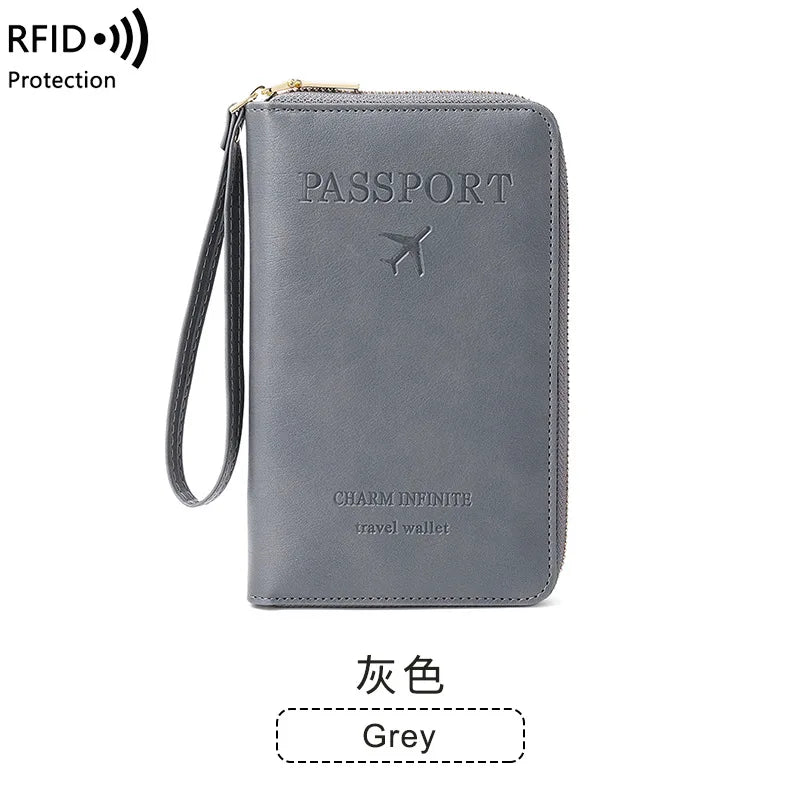 New Leather Passport Cover RFID Blocking Wallet | Travel Essentials Zipper Phone Bag