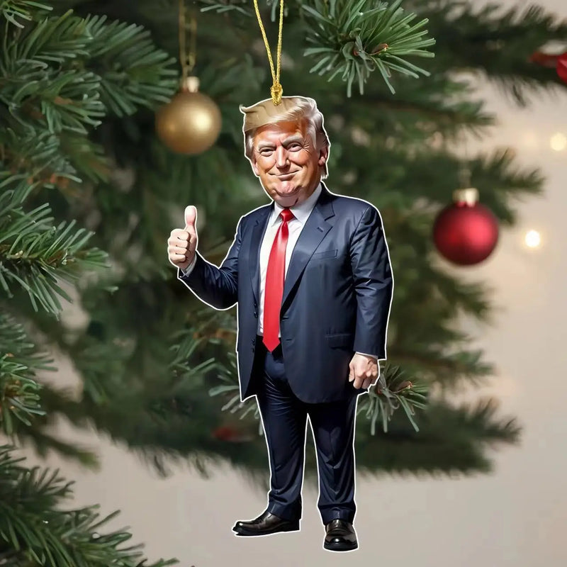 Trump-Inspired Acrylic Christmas Ornament for Car and Tree - Funny Holiday Gift Pendant