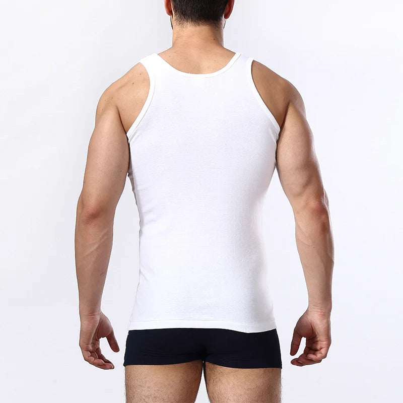 Men's Pure Cotton Sleeveless Vest | Fitness Training Tank Top for Casual Wear – All Seasons