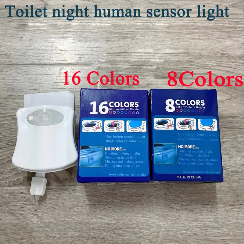 Smart Motion Sensor Toilet Night Light - 8/16 Colors LED Waterproof WC Backlight