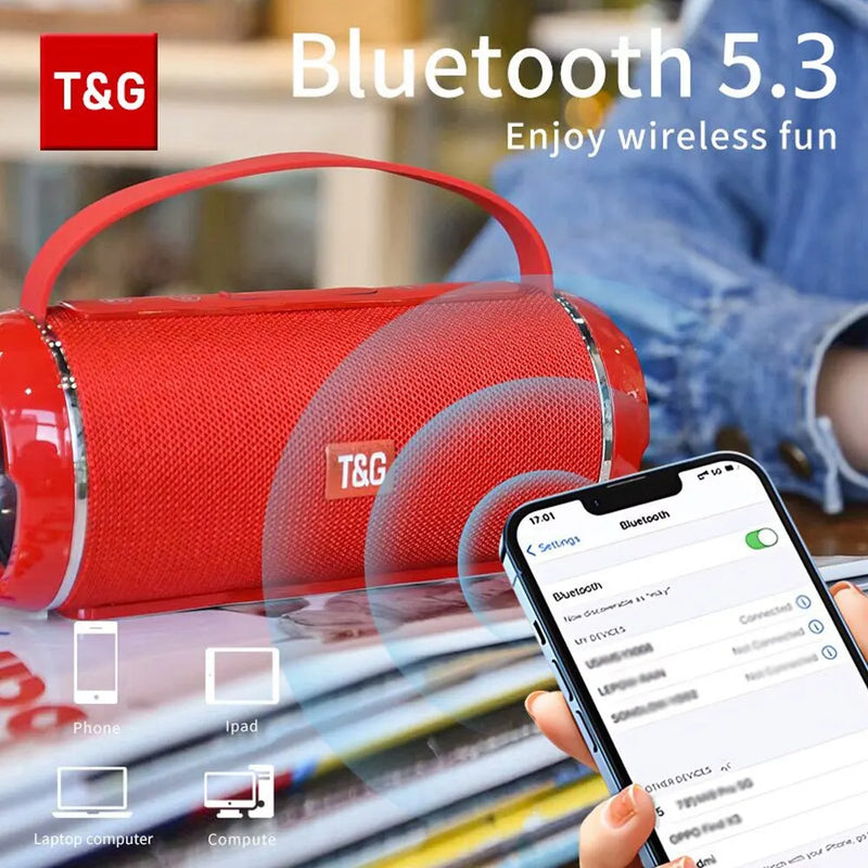 T&G TG116C Bluetooth Speaker – TWS Wireless, Waterproof, Portable Outdoor Subwoofer with 3D Stereo Sound