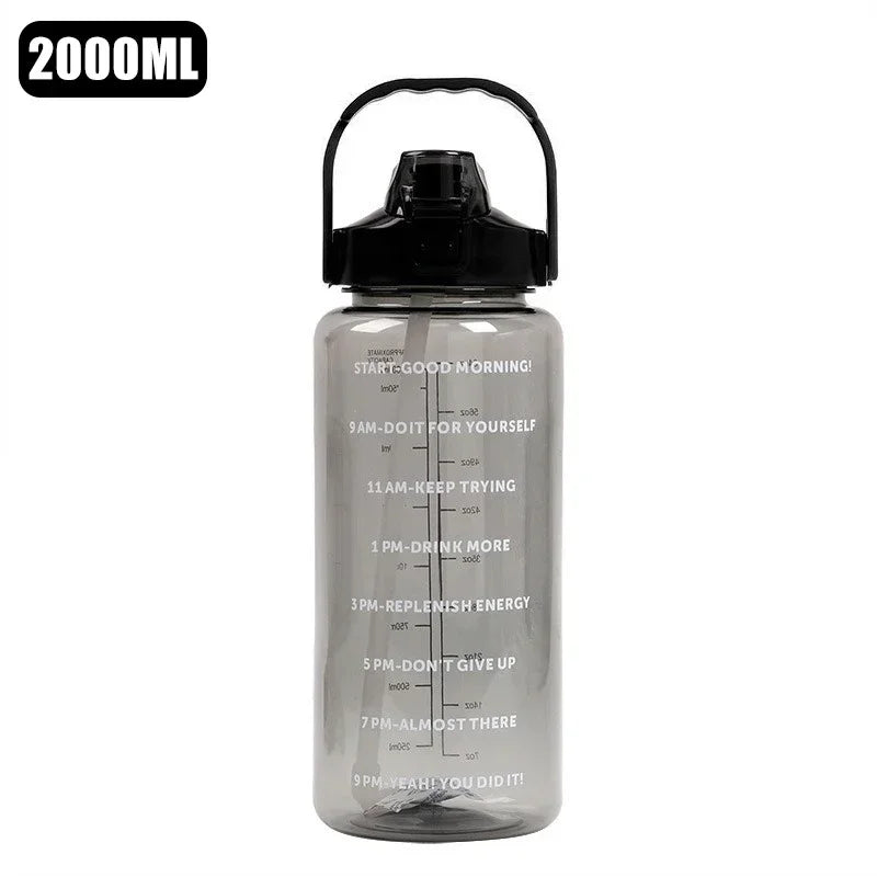 2L Large Portable Water Bottle with Straw: Reusable, Leakproof, Travel-Friendly for Sports & Fitness