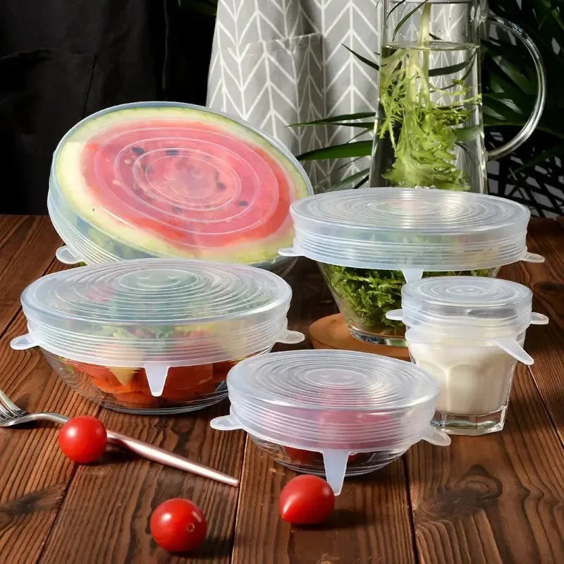 6PCS Adjustable Silicone Food Covers | Reusable Airtight Stretch Lids