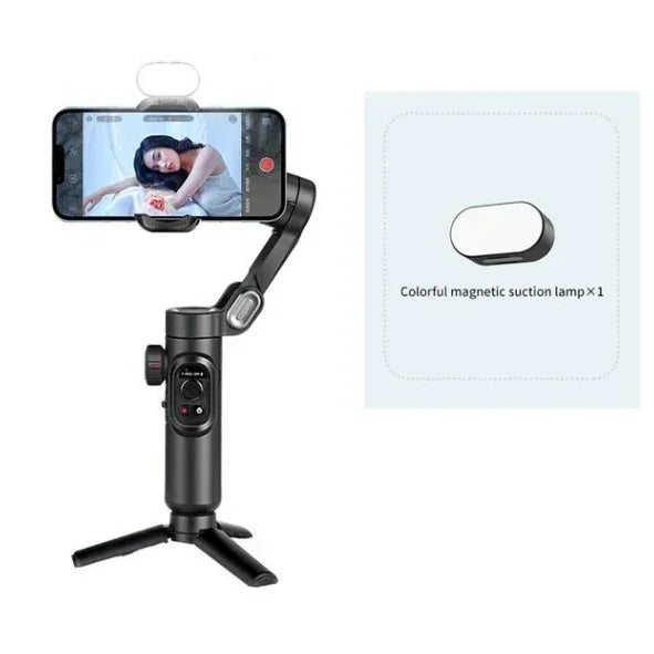 VIKEFON 3-Axis Handheld Gimbal Stabilizer with Fill Light for Smartphones, Face Tracking, Vlogging