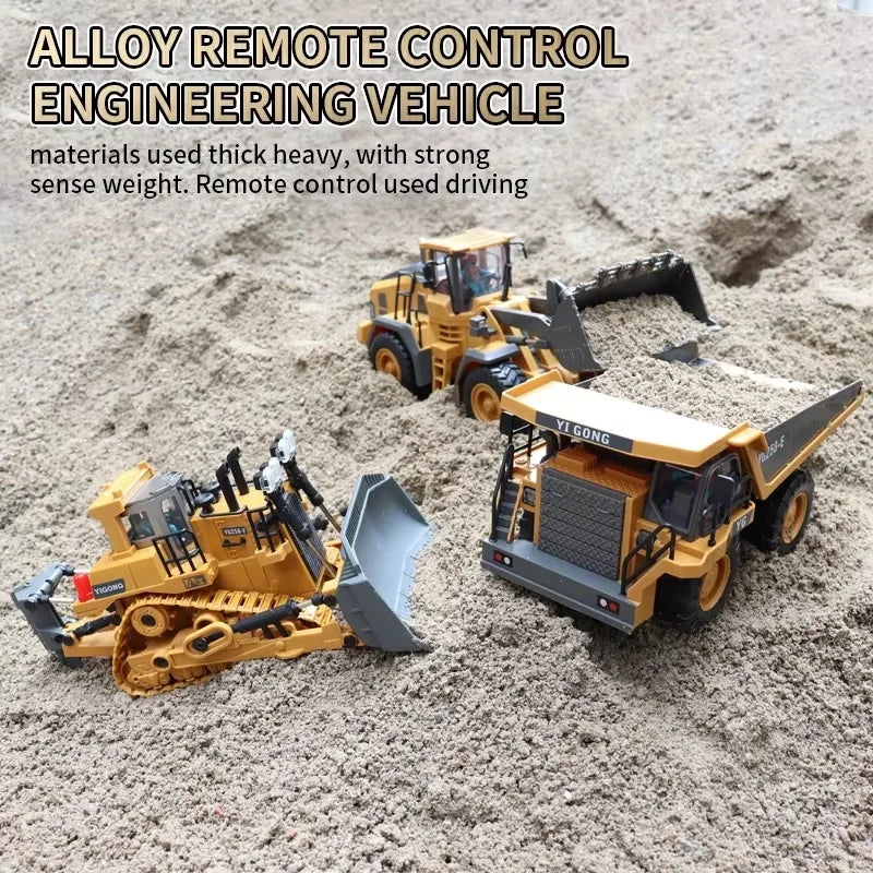 REMOTE CONTROL ENGINEERING VEHICLE – RC EXCAVATOR, BULLDOZER, DUMP TRUCK TOY FOR KIDS, 2.4G CRAWLER TRUCK