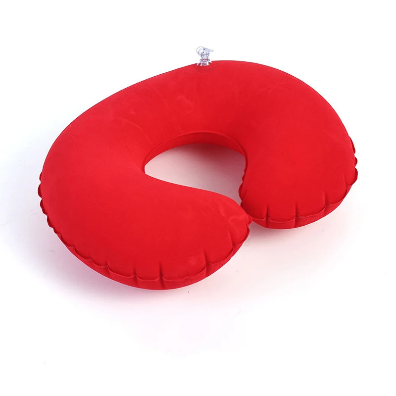 Inflatable C-Shaped Travel Neck Pillow – Portable Round Cushion for Travel, Bedding & Body Support