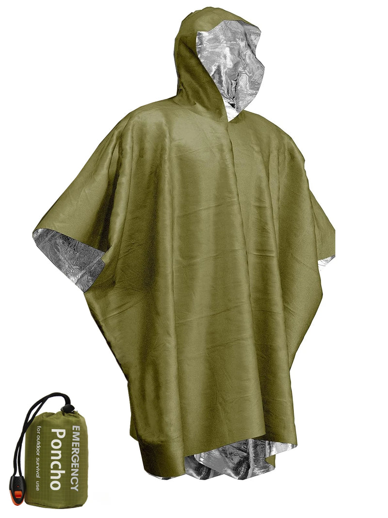 Emergency Waterproof Rain Poncho – Disposable Thermal Survival Blanket for Camping, Hiking & Outdoors