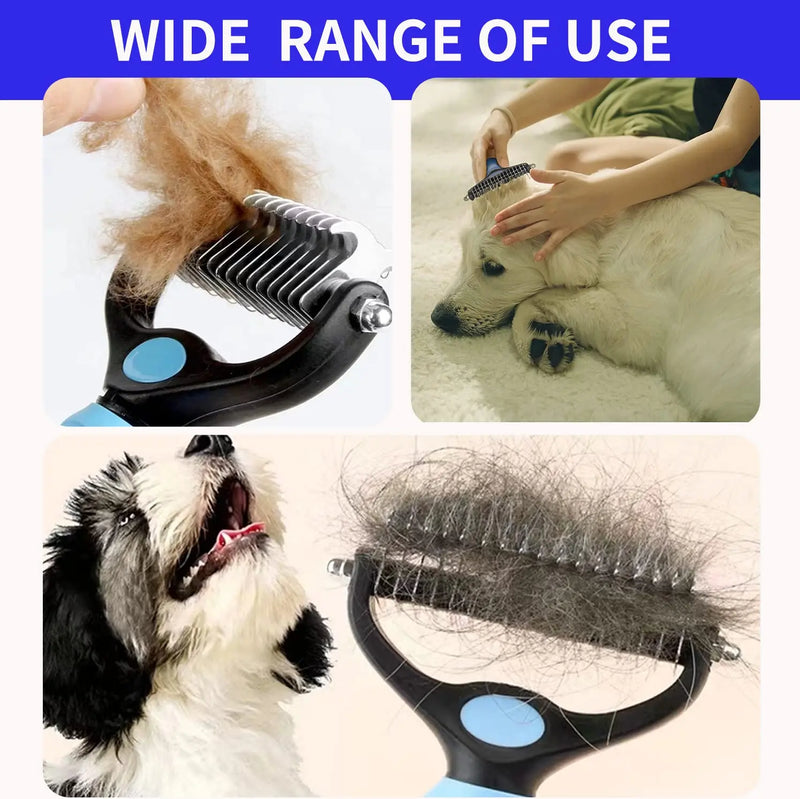 Professional Pet Deshedding Brush | Knot Cutter & Hair Remover Comb for Dogs & Cats Grooming