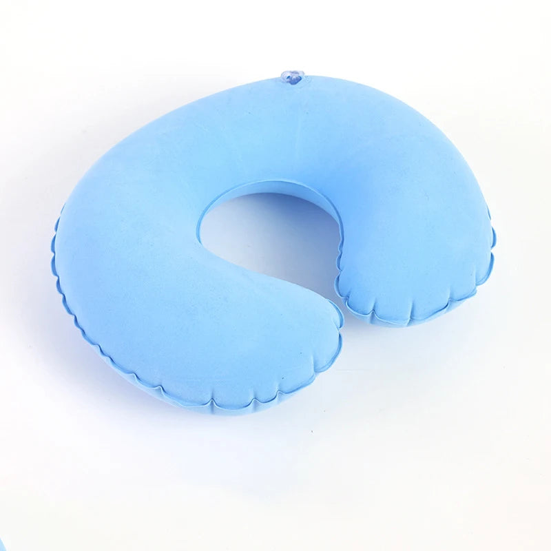 Inflatable C-Shaped Travel Neck Pillow – Portable Round Cushion for Travel, Bedding & Body Support