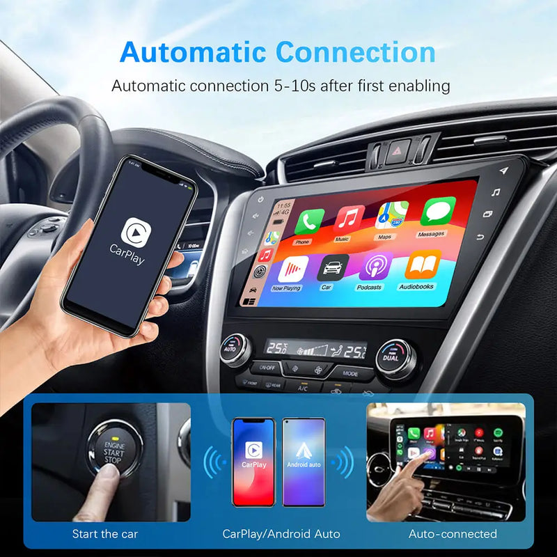 2-in-1 Wireless CarPlay & Android Auto Adapter – Plug & Play USB Converter for OEM Car Stereo