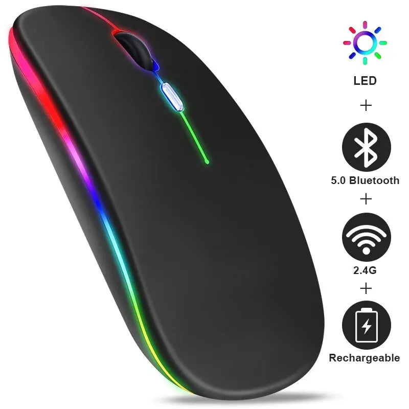 RGB Rechargeable Wireless Bluetooth Gaming Mouse – Ergonomic Design, LED Backlit, 3600 DPI