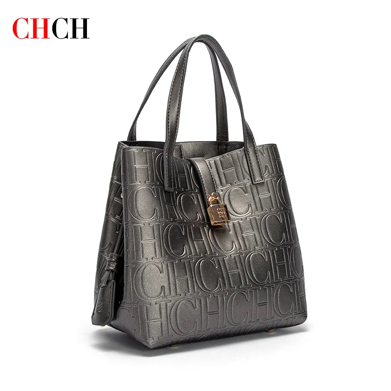 CHCH Women's Steel Embossed Tote Bag – Stylish Handheld Bun Mother Shopping Bag