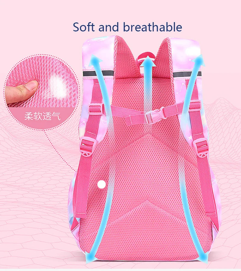 Cute Pink Girls Backpack for School – Waterproof Kawaii Child Schoolbag for Primary & Teenagers