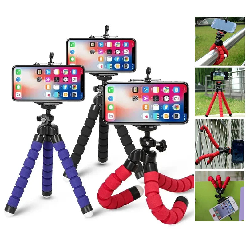 Portable Octopus Mini Tripod – Flexible Stand for Smartphones, Cameras, and Digicams with Holder Clip