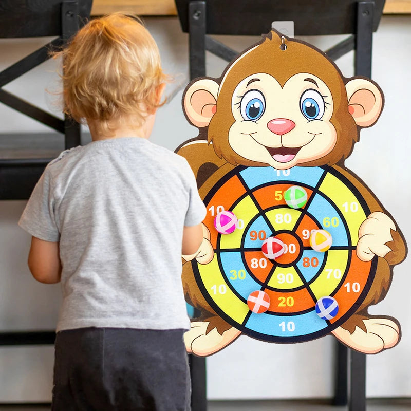 Toddler Educational Dart Board Toys – Kids Indoor Outdoor Party Game with Sticky Balls