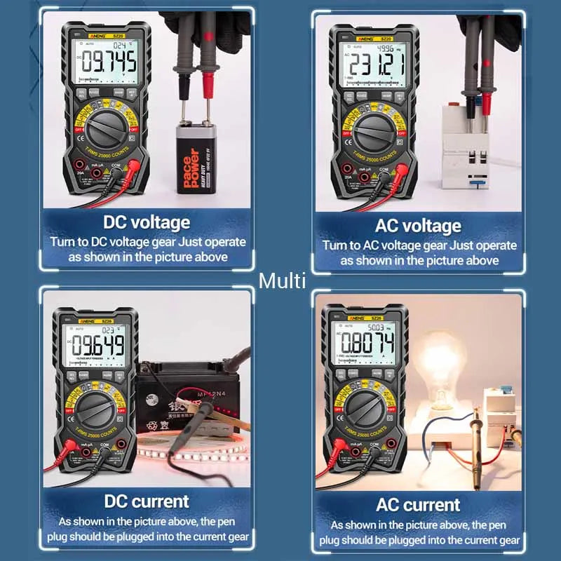 ANENG SZ20 Digital Multimeter – 25000 Counts Smart Manual Range Tester, True RMS AC/DC Voltmeter