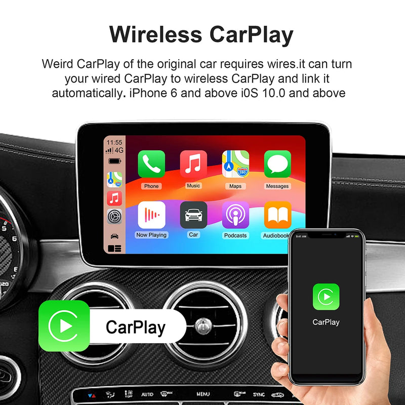 Smart CarPlay AI Box – Wireless Android Auto, Android 13, Built-in Play Store for Netflix & YouTube