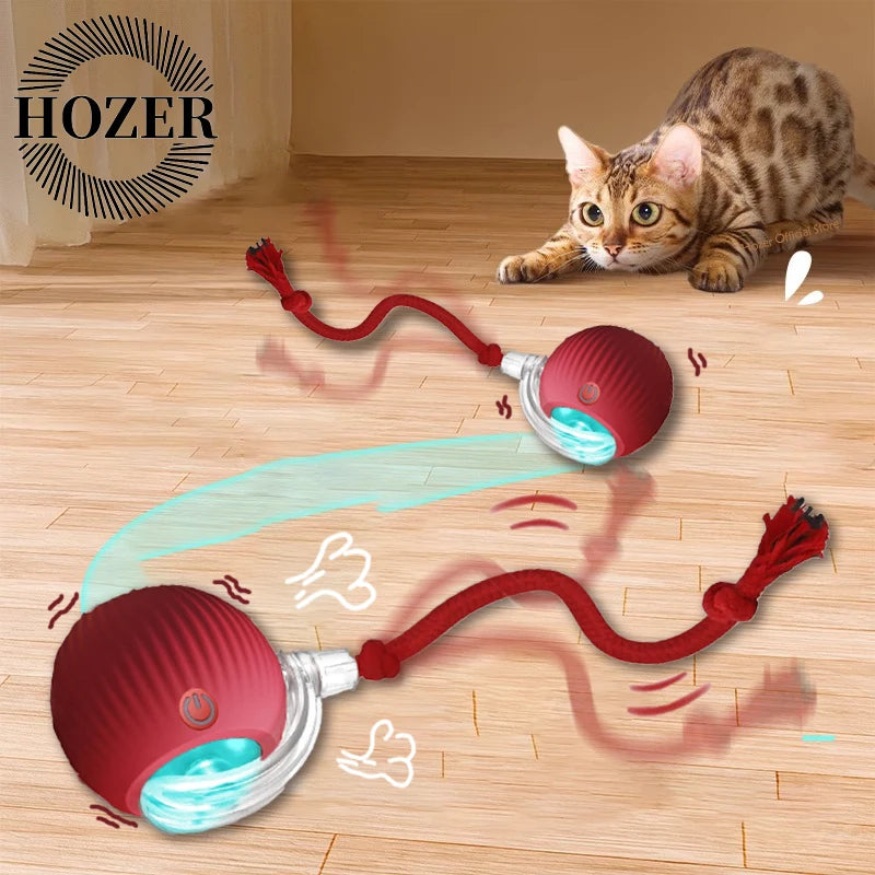 Automatic Cat Interactive Ball Toy | Smart Rechargeable Rolling Ball with Faux Tail for Indoor Cats