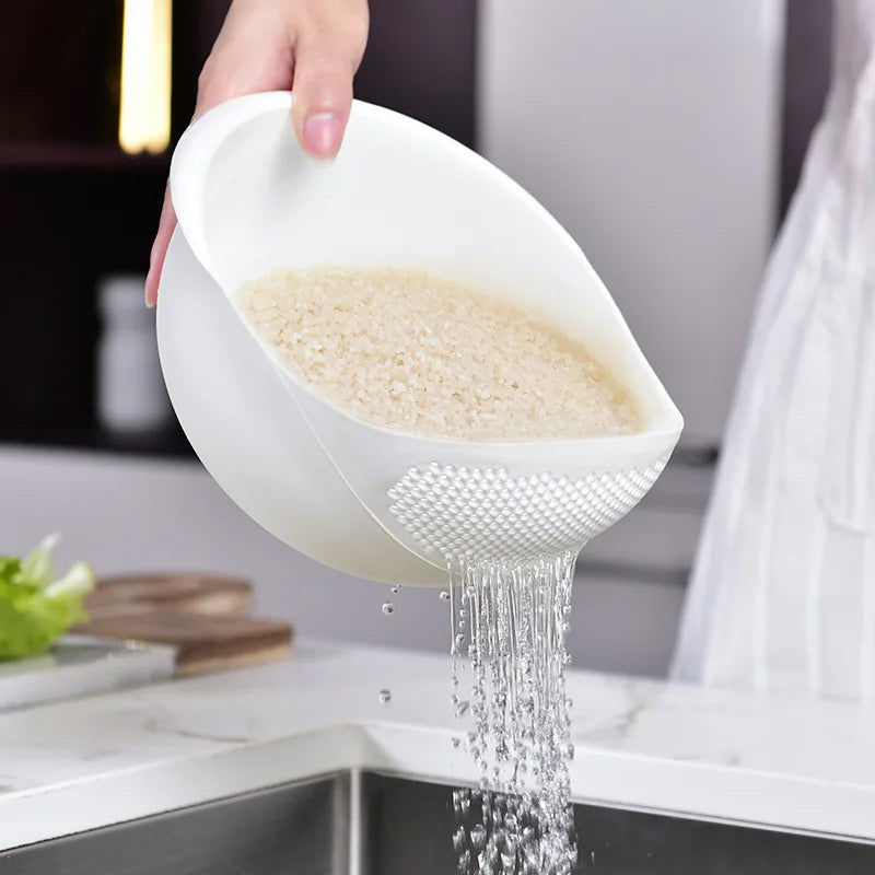 Multi-Purpose Rice Washing Drain Basket – Kitchen Colander for Fruits, Vegetables, and Rice