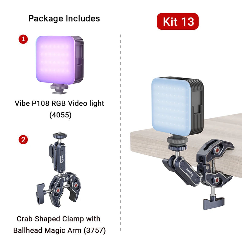 SmallRig Portable Vibe P108 RGB Video Light, 130mins Battery, 108 LED Beads, Pocket Size Floodlight