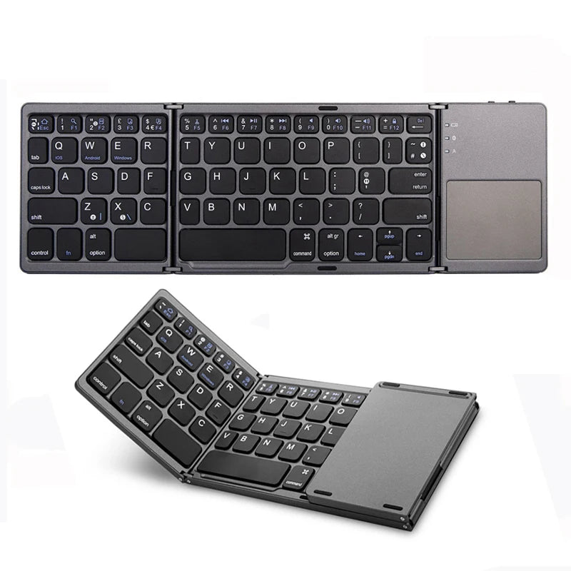 B033 Mini Wireless Folding Keyboard with Touchpad Bluetooth for Windows, Android, iOS, iPad & Phone