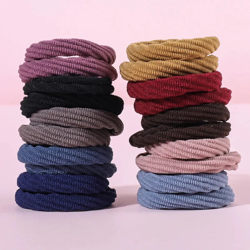 20PCS Simple Elastic Hair Bands – Fashionable Cotton Blend Hair Ties for Women & Girls