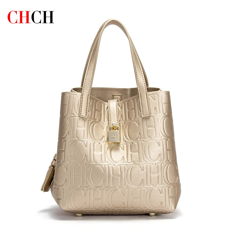 CHCH Women's Steel Embossed Tote Bag – Stylish Handheld Bun Mother Shopping Bag