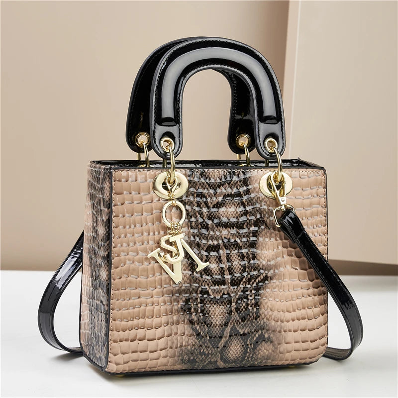 Fashion Gradient Alligator Print Women's Handbag – PU Leather Single Shoulder Crossbody Tote