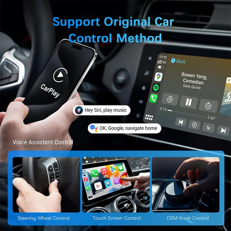 2-in-1 Wireless CarPlay & Android Auto Adapter – Plug & Play USB Converter for OEM Car Stereo