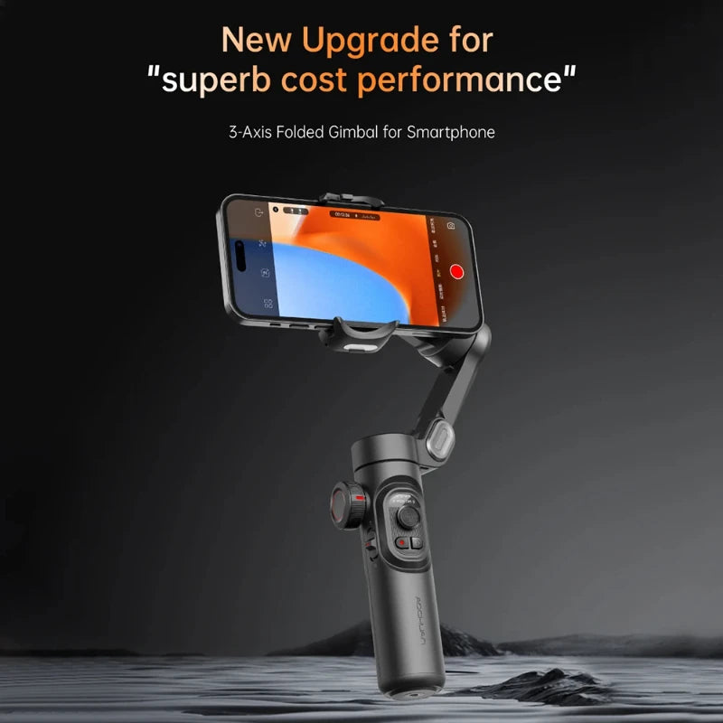 VIKEFON 3-Axis Handheld Gimbal Stabilizer with Fill Light for Smartphones, Face Tracking, Vlogging