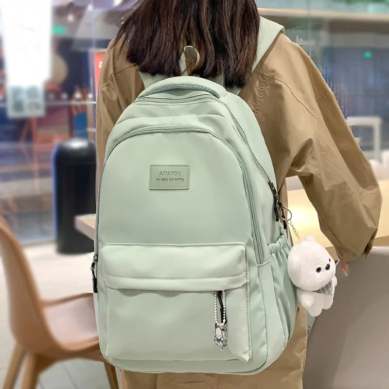 Trendy Waterproof Girls' College Backpack – High-Capacity Laptop School Bag for Travel & Daily Use