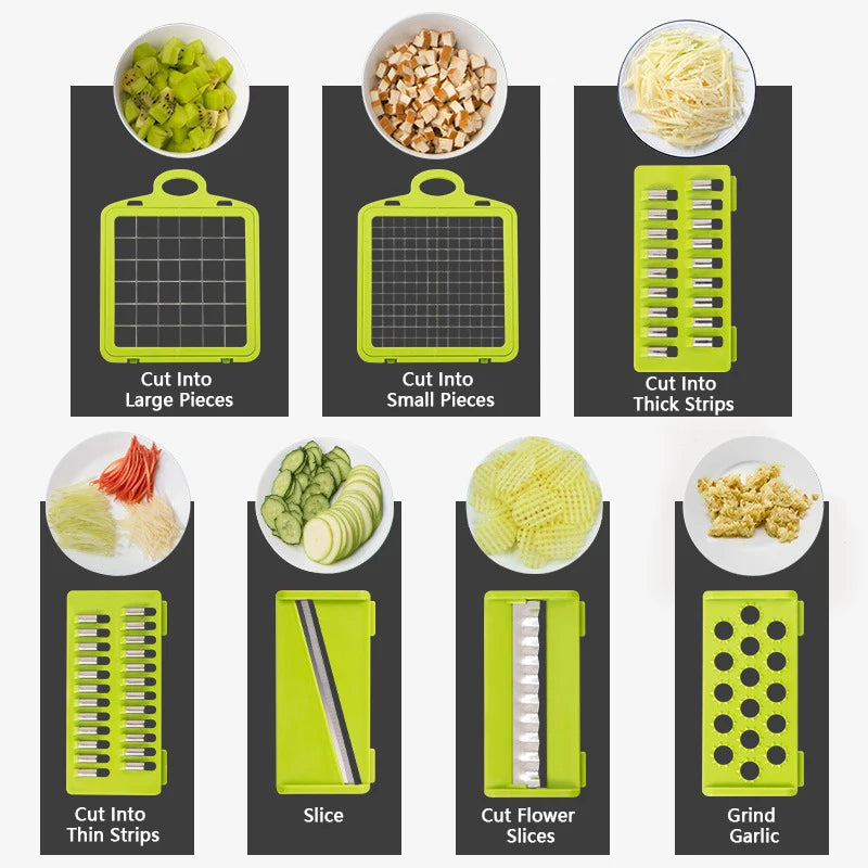 14/16-in-1 Multifunctional Vegetable Chopper | Onion Slicer, Dicer, and Grater