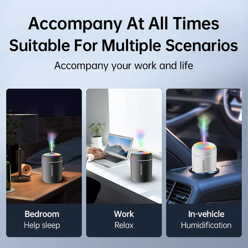 180ML MINI AIR HUMIDIFIER – USB AROMA DIFFUSER & MIST MAKER FOR HOME, CAR & BEDROOM